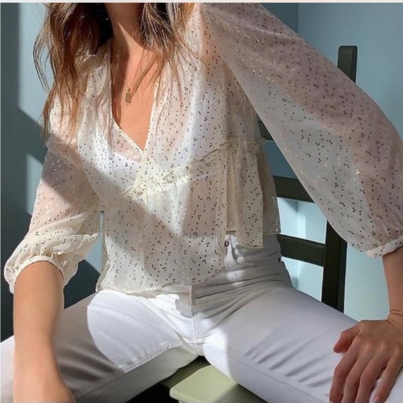 Aritzia Sunday Best Glitter Sheer Top - Picture 2 of 6